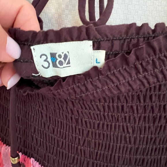 Three Eighty Two Smocked Chest /Tube/ Shoulder Straps Maxi Sz L - Picture 10 of 11